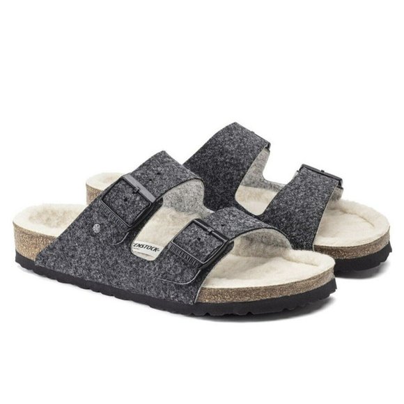 Birkenstock Shoes - NIB Birkenstock AZ Rivet Wool Doubleface Gray Sandals Women Narrow Fit EU37/US 6